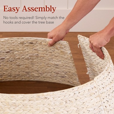 36in Washed White Woven Hyacinth Christmas Tree Collar