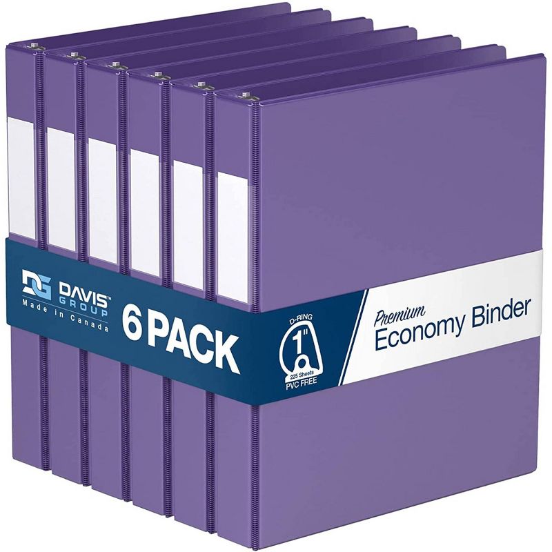 Davis Group 6pk 1&#34; Premium Economy D Ring Binders Purple, 1 of 9