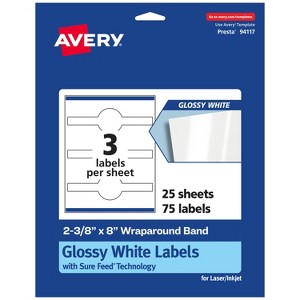 Avery Glossy White Wraparound Band Labels, 2-3/8" x 8", 75 Total - 1 of 4