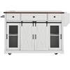 YOOCOZZ 58" Kitchen Island with Drop Leaf, Sliding Barn Door, Metal Grid Side Door, Spice Rack+Glass Holders - 2 of 4