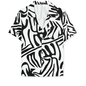 Lars Amadeus Men's Animal Print Short Sleeves Button Up Casual Print Shirts - 1 of 4