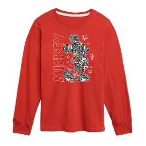 Boys' - Disney - Mickey Mouse Pattern Silhouette Long Sleeve Graphic T-Shirt - 1 of 4