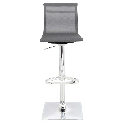 Mirage Silver Adjustable Swivel Barstool with Mesh Seat