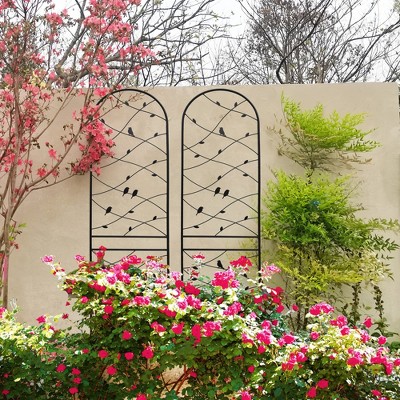 Maggift Patio Decorative Screens, Iron Arch Decoration Garden Trellis, for Outdoor for Climbing Plants Support, Flowerbed, Black, 19.7"*19.7"*86.7"