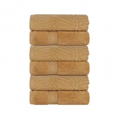 Chevron Zero Twist Cotton Solid and Jacquard Hand Towel Set of 6 by Blue Nile Mills