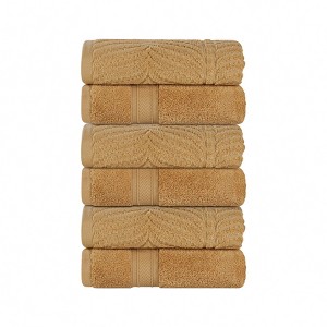 Chevron Zero Twist Cotton Solid and Jacquard Hand Towel Set of 6 by Blue Nile Mills - 1 of 4