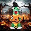 Tangkula 6 FT Halloween Inflatables Pumpkin Dinosaur with Witch Hat Hook Hand & Built-in LED Lights Scary Inflatable T-Rex - 3 of 4