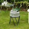 Vintiquewise Silver Galvanized Metal Ice Bucket Beverage Cooler Tub with Stand - 2 of 4