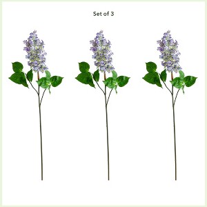 Nearly Natural 36-in Artificial Lilac Flower Stems, Set of 3, Purple - 1 of 3