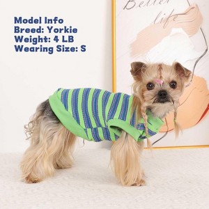 Dog Shirt, Pet Clothes for Chihuahua, Yorkie Teacup Costumes Striped, Small Dogs Sleeveless Tank Top Vest, Breathable Cotton Puppy T-Shirt - 1 of 4