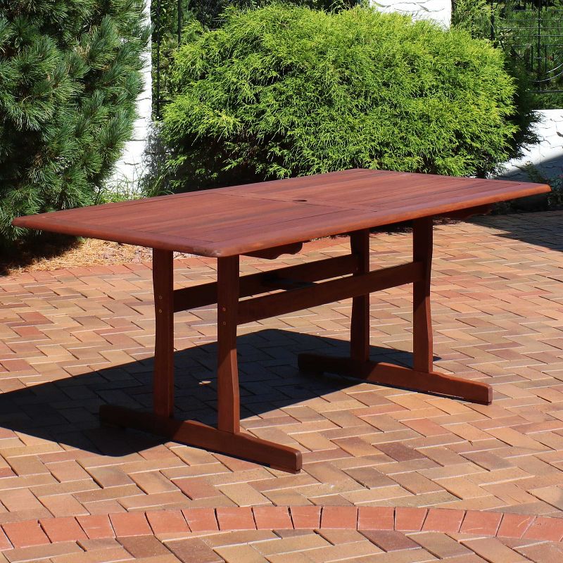 Sunnydaze Outdoor Meranti Wood with Teak Oil Finish Family Rectangular Patio Dining Table - 6' - Brown, 3 of 10