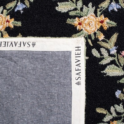 Chelsea Black Floral Hand-Knotted Wool Area Rug