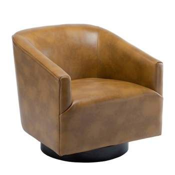 Comfort Pointe Gaven Wood Base Swivel Accent Chair