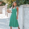 Women's Retro Green & White Polka Dot Halterneck Midi Dress - Cupshe - image 2 of 4