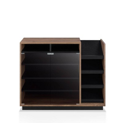 Glaspie Transitional Shoe Cabinet Distress Walnut/Black - HOMES: Inside + Out