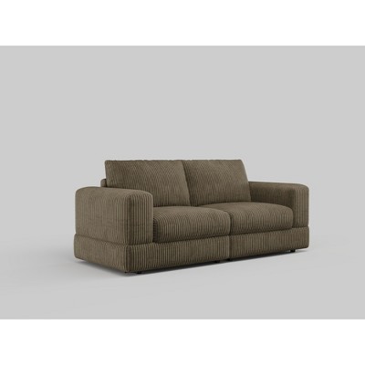 ATJafurn Modern Corduroy Sofa, Modular Sectional Upholstered Couch with Soft Pillows Backrest and Deep Seat for Living Room