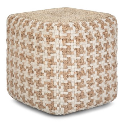 NicBex Stylish Cube Pouf Ottoman Soft Textured Footstool for Living Room, Bedroom, Lounge, Natural