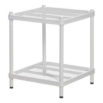 Design Ideas MeshWorks 2 Tier Narrow Metal Storage End Table Shelving Unit Rack for Kitchen or Bathroom Organization, 17.7" x 17.7" x 20.7", White