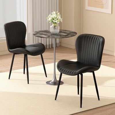 Dining Chairs Set of 2/4, Modern Upholstered Pu Leather Kitchen Side Chairs Comfy Backrest