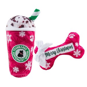 Merry Christmas Bone & Starbarks Puppermint Mocha Original Cup | Christmas Dog Toys - 1 of 4