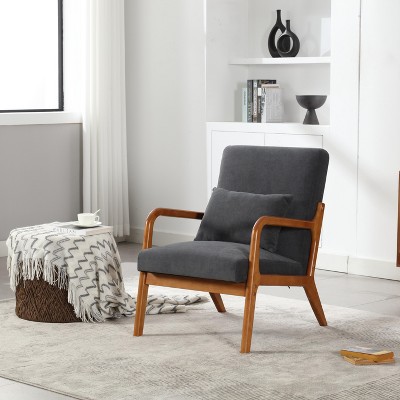 GDFStudio Bruce Modern Rubberwood Upholstered Armchairs with Pillow
