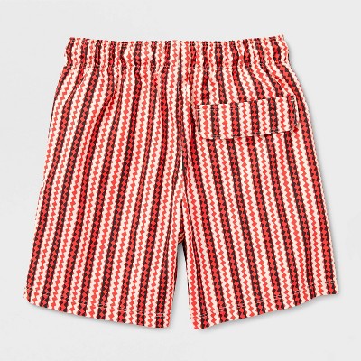 Cat & Jack Boys' Crinkle Stripes Swim Trunks - Cat & Jack™ Red S — фото 3