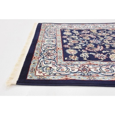 Navy Blue and Beige Synthetic Traditional Rectangular Area Rug