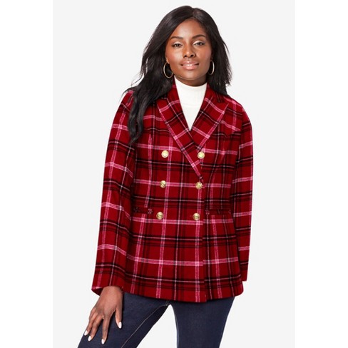 Women's plus size plaid blazer sale