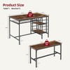 Dining Table Set for 4, Kitchen Table with 2 Benches, Wine Rack and Storage Shelf, Rectangular Dining Room Table Set, 3 Piece Dining Table Set - 2 of 4