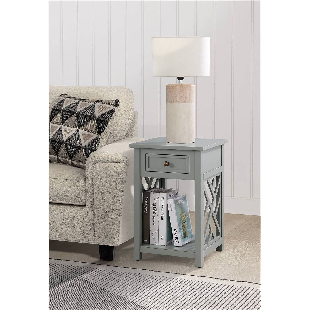 Alaterre Furniture Middlebury Wood End Table with Storage Shelf - thumbnail 2