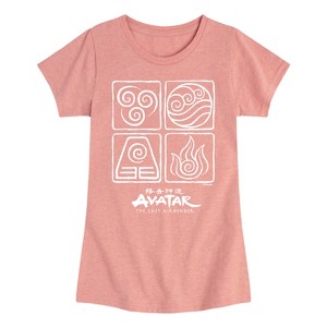 Girls' - Avatar: The Last Airbender - Four Elements Inverse Fitted Short Sleeve Graphic T-Shirt - 1 of 4