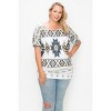 Slickblue White Multi Geometric Sublimation Top – Ruched Sides, Boat Neck – Stylish Women’s Tee, Size 2XL - 2 of 4