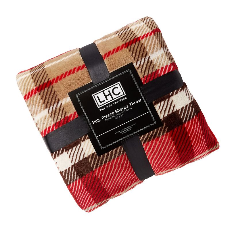 Blanket Throw - Oversized Plush Woven Polyester Faux Shearling Fleece Plaid Throw - Breathable by Hastings Home (Vineyard), 2 of 9