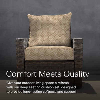 Courtyard Geo Almond Deep Seating Outdoor Chair Cushion Set