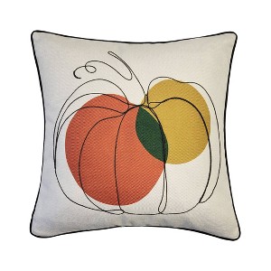 18"x18" Mod Pumpkin Square Throw Pillow Cover Woodstock - Edie@Home: Autumn Decor, Zippered, Polyester - 1 of 4