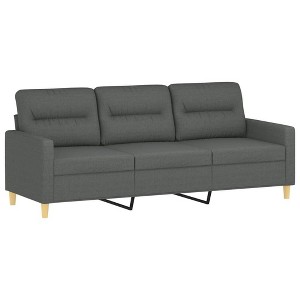 vidaXL Dark Gray 3-Seater Sofa - Fabric Upholstered, Sturdy Metal Frame, Comfortable Thick Padding, Modern Living Room Furniture - 1 of 4