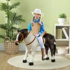 Qaba Ride on Horse for Toddlers 3-8 Years Old, Riding Horse with Neighing Sound, Stuffed Animal Horse Toy for Kids with Padding, Brown - 3 of 4