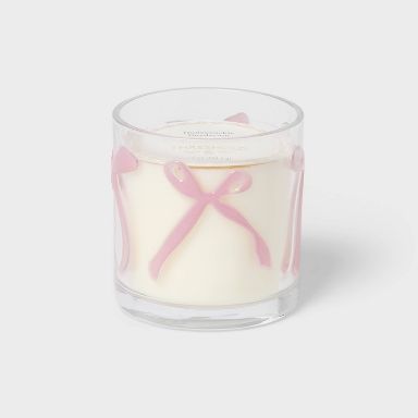 LED Embossed Bow Glass Honeysuckle Daydream Jar Candle Mauve 7oz - Threshold™