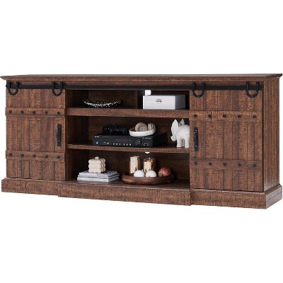 SinCiDo Farmhouse TV Stand for Up to 85" TVs, Rustic Entertainment Center w/Sliding Barn Door, Media Console w/Storage Cabinet