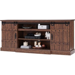SinCiDo Farmhouse TV Stand for Up to 85" TVs, Rustic Entertainment Center w/Sliding Barn Door, Media Console w/Storage Cabinet - 1 of 4