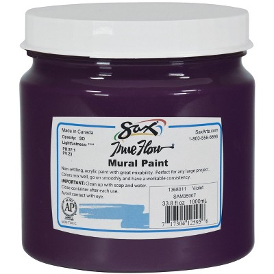 Sax True Flow Acrylic Mural Paint, 33.8 oz Plastic Container, Violet
