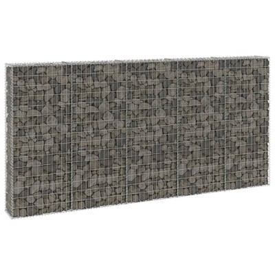 vidaXL Gabion Wall with Covers Galvanized Steel 118.1"x11.8"x19.7"