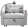 Convertible Velvet Sleeper Accent Chair Bed, 3-in-1 Pull-Out Sofa Bed with USB Port, Phone Holder and Side Pockets for Small Spaces - Koiai - 3 of 4