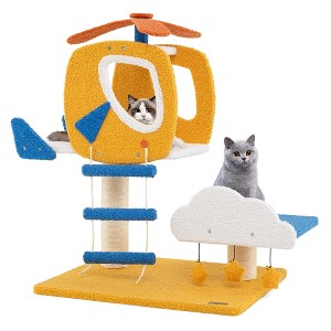 Tangkula Aviation-themed Cat Tree for Indoor Cats w/ Helicopter Top Perch Scratching Post - 1 of 4