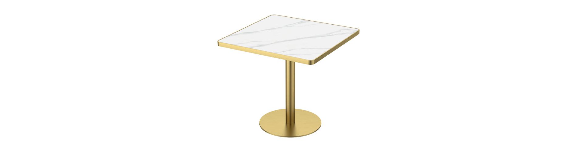 AEELLEEA 31.5-Inch Square Dining Table, White Marble-Look Top with Gold Metal Pedestal Base, Modern Kitchen Table