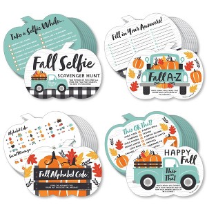 Big Dot of Happiness Happy Fall Truck - 4 Harvest Pumpkin Party Games - 10 Cards Each - Gamerific Bundle - 1 of 4