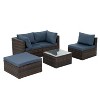 Patio Furniture, Outdoor Furniture, Seasonal PE Wicker Furniture, 5 Set Wicker Furniture With Tempered Glass Coffee Table - 4 of 4