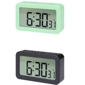 REGALWOVEN 2 Pcs Digital Smart Battery Powered Snooze Home Decor Alarm Clock 3.3 x 2 x 0.8 Inches - 1 of 4