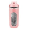 NewHome "64Oz Glass Water Bottle with Time Marker, Straw, Silicone Sleeve & Motivational Quote for Fitness" Pink - 3 of 4