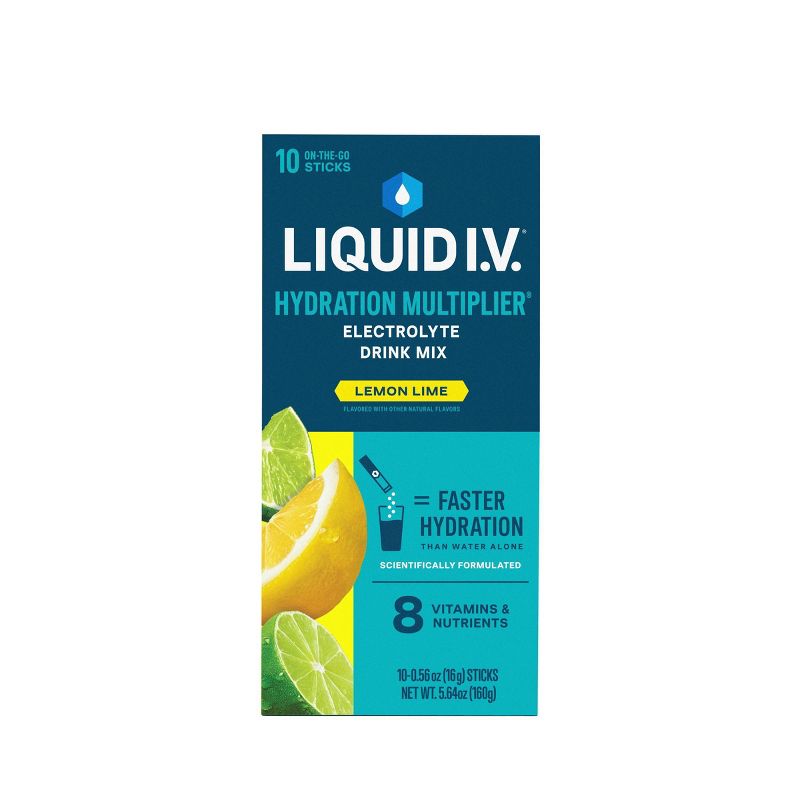 Liquid I.V. Hydration Multiplier Vegan Powder Electrolyte Supplements - Lemon Lime - 0.56oz each/10ct, 3 of 14